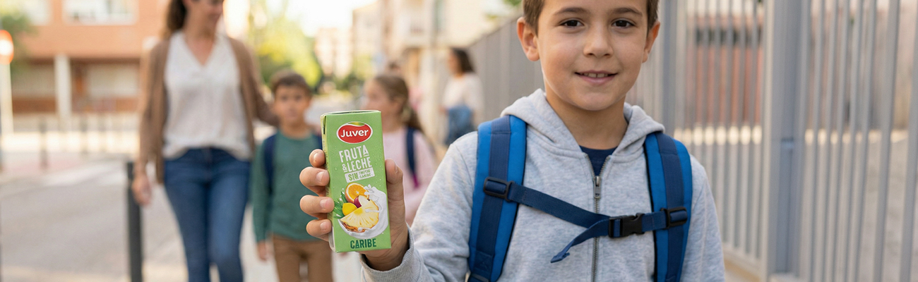 Niño con brick Juver Fruta & Leche